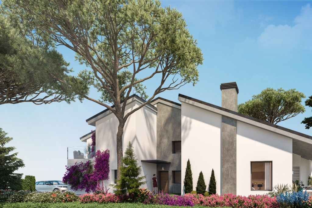 New-build semi-detached villa in Galapagar - living room side view